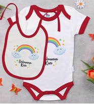BK Kids Babasının Kızı Tasarımlı Kırmızı Bebek Body Zıbın ve Mama Önlüğü Hediye Seti-1