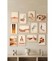 12 Parça Modern Retro Objects 2 Renk Seçenekli Çerçeve Görünümlü Tablo Seti