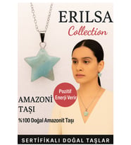Sertifikalı Yıldız Model Amazonit Doğal Taş Kolye Pozitif Enerji Verir (Çok Renkli)
