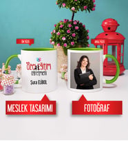 Özel Eğitim Öğretmeni Kupa Bardak Yeşil Fotoğraflı