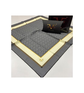 Geometrik Desen Black Seri Twill Eşarp Eşarp Askısı ile Birlikte 90x90 cm Gri-90