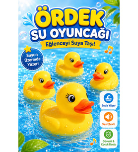 Jasper 10'lu Suda Yüzen Ses Çıkaran Vinil Sarı Ördek Banyo Oyuncağı Bebek Çocuk Banyo Ve Havuz Oyuncak