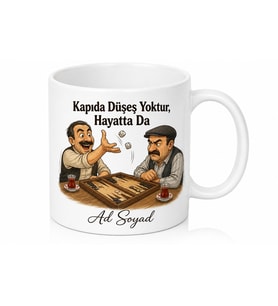 Tavla Oynayan Dayılar Çizimli Esprili Kıraathane Kültürü Kupası Hediye Bardak