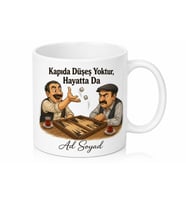 Tavla Oynayan Dayılar Çizimli Esprili Kıraathane Kültürü Kupası Hediye Bardak