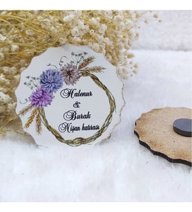 nişan hatırası ahşap magnet