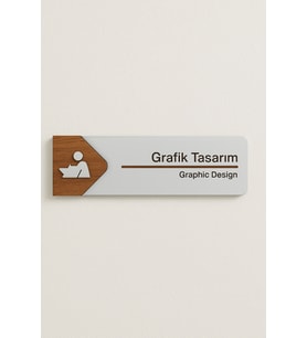 Lucena Grafik Tasarım Ofis Oda Kapı İsimliği Yönlendirme Tabelası Levhası Kişiselleştirilebilir