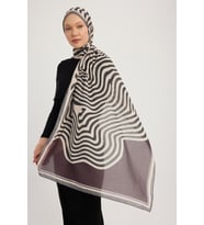 Schaless Yaşam İzi - Kahverengi - Efilia Desenli Şal - 70x190 Cm (Vizon)