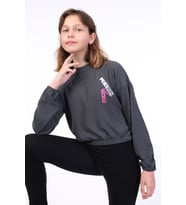 Toontoy Kız Çocuk Baskılı Sweatshirt (Füme)