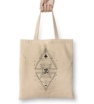 Om Symbol Sacred Geometry Bez Çanta Uzun Saplı