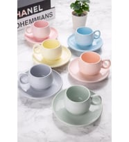 12 Parça Fincan Takımı  6 Kişilik Fincan Seti  Pastel Tombul Model