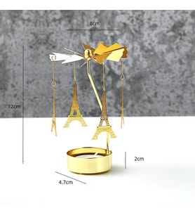 Eyfel Kulesi Metal Mumluk, Isı İle Döner, Altın, 13x8