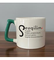 Sevgilim Baskılı Yeşil Kulplu D Kupa