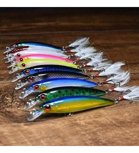 Valkyrie 10 Adet 9cm 7.2gr Tüylü Minnow Rapala Suni Spin Olta Balık Yemi