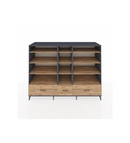 Kronos Dolap 12 Raflı 3 Çekmeceli  220x59x163 Antrasit-Çam
