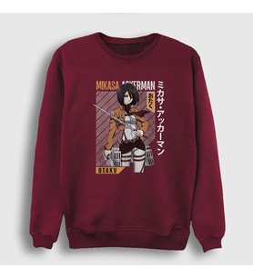 Presmono Unisex Bordo Mikasa Fan Anime Attack On Titan Sweatshirt 125352tt (Bordo)