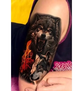 Caş Dekorasyon Kurt Figürlü Geçici Dövme Tattoo