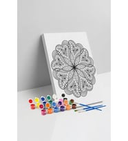 Çiçek Desenli Mandala Tuval Boyama Seti 40x50 cm