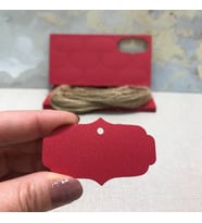 İsim Etiketi & Jüt ip Set - Kırmızı ( 50 Adet )