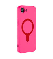 iPhone 17E Kılıf M-Safe Şarj Özellikli Aris Silikon Kılıf Koyu Pembe