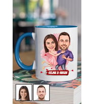 Sevgililere Romantik Hediye Karikatürlü Mavi Kupa Bardak