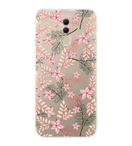 Huawei Mate 20 Lite  Kamera korumalı Kapak Floral Kırmızı Tasarımlı  Şeffaf Kılıf