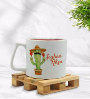 BK Gift Kişiye Özel Kaktüs Tasarımlı Middle Beyaz Kupa Bardak Model 7