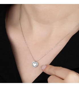 Ucarticaret S-warovski Taşlı Gümüş Kalp Bayan Kolye