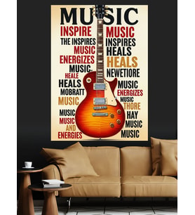 Müzik Rock Gitar Posteri Dekoratif Kanvas - Mdf Ahşap Tablo