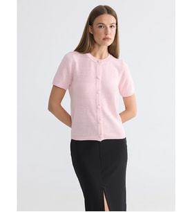 LCW EVERYDAY Pembe Bisiklet Yaka Kadın Triko Hırka