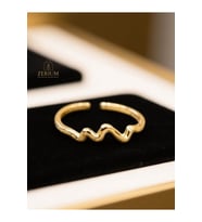 Minimal Gold Renk Zikzak Tasarımlı Ayarlanabilir Kadın Yüzük (Gri-Altın)