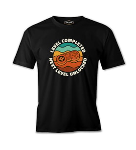 Game Controller Level Completed Siyah Erkek Tshirt