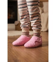 Kışlık Kız Çocuk Peluşlu Rahat Taban Cırt Cırtlı Ayarlanabilir Ev Okul Kreş Panduf Ayakkabı (Pembe)