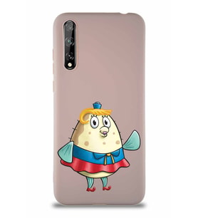 Huawei Y8P Soft Premier Kapak Bayan Puff Tasarımlı Silikon Kılıf - Pudra (Şeffaf)