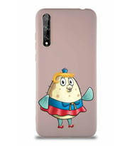 Huawei Y8P Soft Premier Kapak Bayan Puff Tasarımlı Silikon Kılıf - Pudra (Şeffaf)