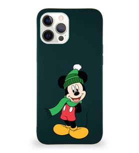 Apple iPhone 12 Pro Max Soft Premier Kapak Mickey Mouse-G Tasarımlı Silikon Kılıf - Yeşil (Şeffaf)