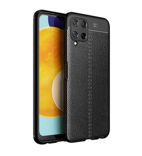 Galaxy M32 Kılıf Zore Niss Deri Desenli Silikon Kılıf (Siyah)