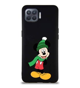 Oppo Reno 4 Lite Soft Premier Kapak Mickey Mouse-G Tasarımlı Silikon Kılıf - Siyah (Şeffaf)