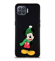 Oppo Reno 4 Lite Soft Premier Kapak Mickey Mouse-G Tasarımlı Silikon Kılıf - Siyah (Şeffaf)