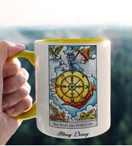 Kişiye Özel Tarot Kartı Tasarımlı Sarı Kupa Bardak Model-6
