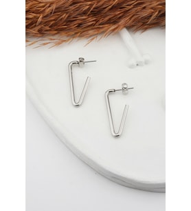Kadın 316L Paslanmaz Çelik Basic Geometrik 3 cm V Model Küpe