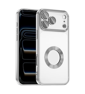 Apple iPhone 17 Pro Max Uyumlu Kılıf Kamera Korumalı Logo Gösteren Zore Omega Kapak (Gümüş)