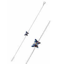 Karışık Renkli Kelebek Model Zirkon Taşlı Gümüş Kadın Bileklik 201024993