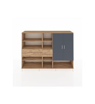 Hyperion Dolap 10 Raflı 2 Çekmeceli 2 Kapaklı 220x44x163 Çam-Antrasit/Çam