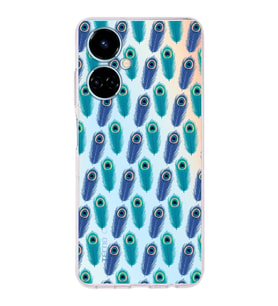 PrintiFy Tecno Camon 19 ile Uyumlu Nazar Boncuğu 4 Baskılı Kamera Korumalı Şeffaf Silikon Kılıf