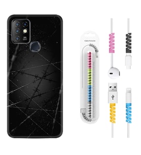 INFINIX Hot 8 9 10 11S Hot 10 Play 10T Kılıf Kablo Koruma Spiral Silikon Dikenli Tel 1779