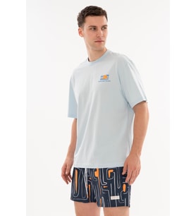 Maraton Erkek Bisiklet Yaka açık mavi T-shirt