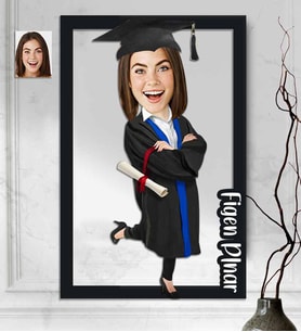 Kişiye Özel 3D  Ahşap Tablo Mezuniyet Kadın 30x40 -3