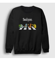 Presmono Unisex Siyah Pokemon Pikachu Bulbasaur Charmander Squirtle The Starters Sweatshirt 449737tt