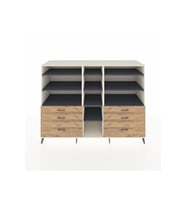 Kronos Dolap 10 Raflı 6 Çekmeceli  220x59x163 Aytaşı-Antrasit/Çam