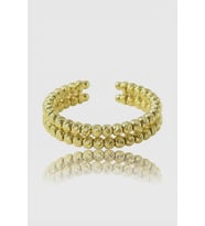 925 Ayar Gümüş  Yüzük Altın Kaplama Dorica (Dorissa) Alttan Ayarlamalı Çift Sıra Yüzük SGTL13223GOLD (Altın Rengi)